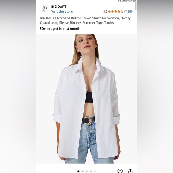 Big Dart Tops - Classic White Casual Button Down Shirt